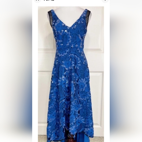 BELLE BADGLEY MISHKA SANDRINE FLORAL V-NECK, SLEEVELESS EMBROIDERY DRESS - Picture 9 of 13